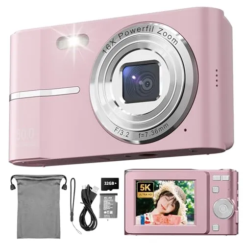 デジタルカメラ デジカメ 4400万画素 1080P動画撮影 オートフォーカス AF機能 HDカメラ 手ブレ補正 軽量 携帯便利 USB C充電 2.4インチIPS画面 32gメモリーカード付属 (ピンク)