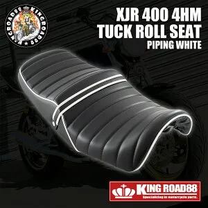 ヤマハ XJR400 前期 4HM KingRoad88 タックロールシート 合成レザー パイピング ホワイト