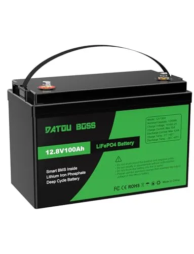 DATOUBOSS 12V 100Ahリン酸鉄リチウムイオンバッテリー LiFePO4 1280Wh 超軽量 超長寿命 6000回-10000回以上 ディープサイクルバッテリー BMS保護 15年寿命 容量拡張可能 直列 並列接続 ソーラー蓄電、家庭蓄電、