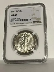 1942-D MS65 ウォーキング・リバティ・ハーフダラー - NGCによるグレーディング *