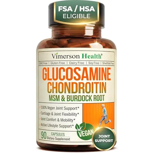 Vegan Glucosamine Chondroitin, Phytodroitin MSM Supplement Capsules. Joint Support Supplement Without Shellfish. 100% Vegan, Non