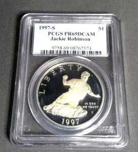 1997-S プルーフ銀貨記念ドル - ジャッキー・ロビンソン - PCGS PR69DCAM