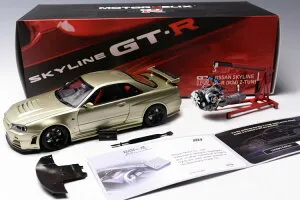 モーターへリックス 1/18 日産 スカイライン GT-R ( R34 ) Zチューン ニスモ メタリックグリーンMOTORHELIX 1:18 Nissan Skyline GT-R ( R34 ) Z-Tune Nismo in Metallic Green