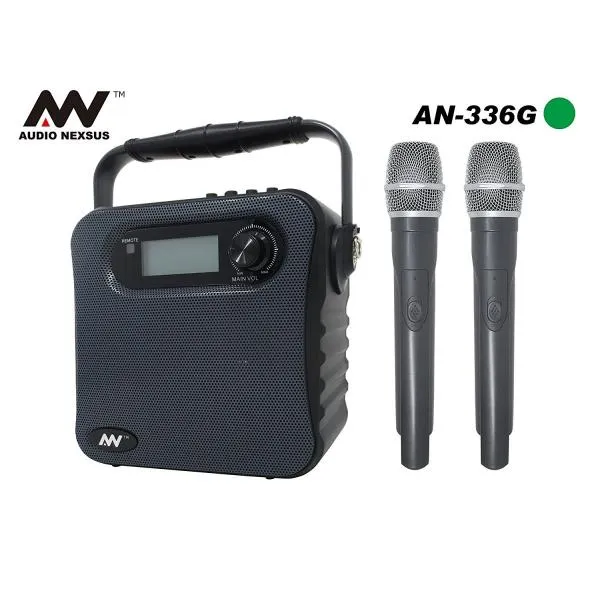 【在庫一掃セール】録音機能付き バッテリー内蔵ポータブルワイヤレススピーカー＆ハンドマイク2本セット AUDIO NEXSUS AN-336GL