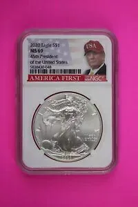 ドナルド トランプ ラベル 2020 MS 69 シルバー アメリカン イーグル NGC 認定 グレード 607