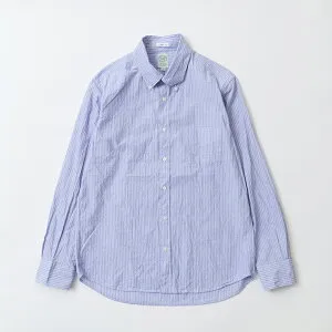 KEATON CHASE USA (キートンチェイスUSA) L/S CLASSIC FIT FULL OPEN BD SHIRT - B BLUE END ON END WHITE STRIPE ストライプシャツ メンズ