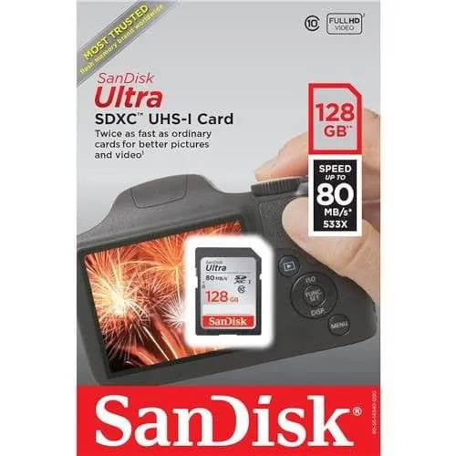 SanDisk Ultra Plus SD Card, 128GB, SDSDUW3-128G-AN6IN