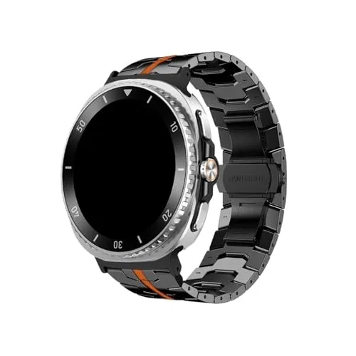 高級ステンレススチール腕時計バンド Samsung Galaxy Watch 8 44mm 40mm/8Classic 46mm/Ultra 2025 47mm用, ブラックオレンジ, For Galaxy 8 44mm 40mm