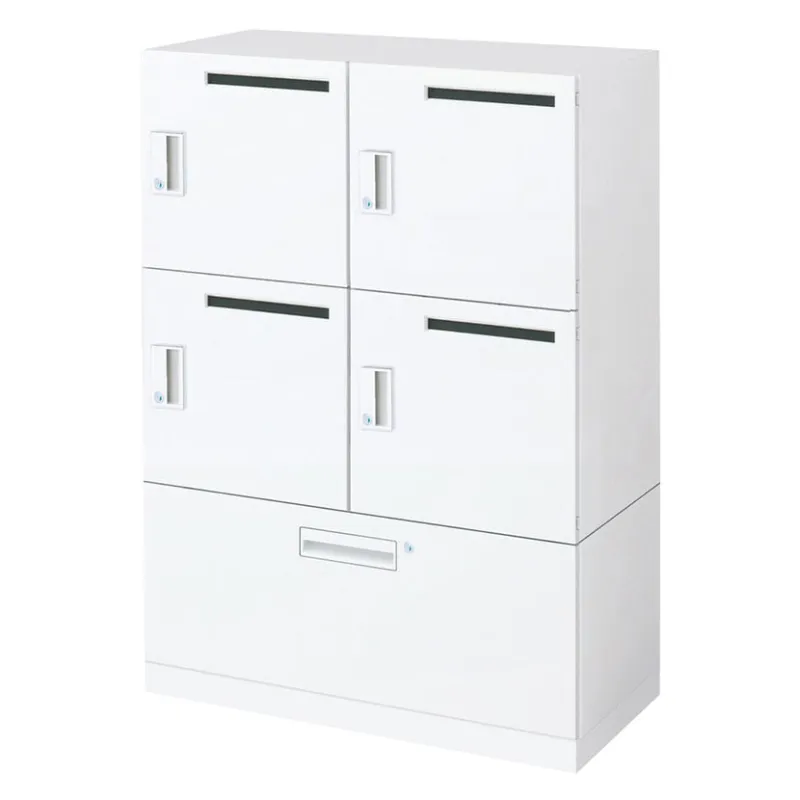 コクヨ エディア EDIA 収納 ロッカー ホワイト 4人用下ラテラルロッカー メール穴あり シリンダー錠 幅900×奥行450×高さ1185mm BWU-RN4LM69SAWN4BP-K