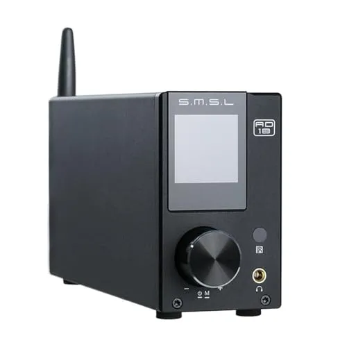 AD18 HiFi Amplifier 80Wx2 Class D Stereo Power Amp with BT 4.2 Supports Apt-X USB/Coaxial/Optical Inputs & Subwoofer Output (bla