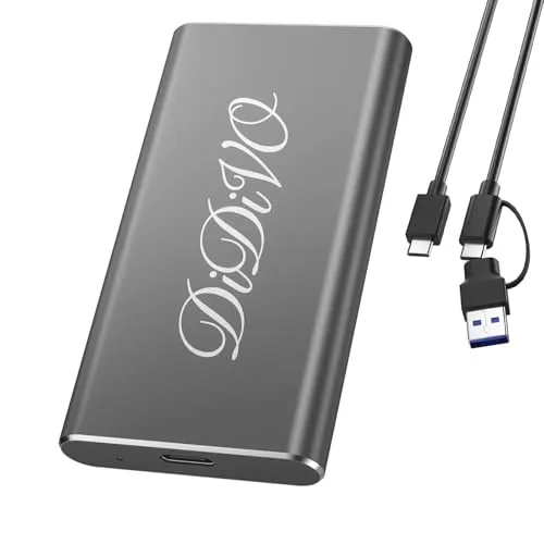 DIDIVO 外付けSSD 512GB、最大460MB/s・USB-C/A 2 in 1ケーブル＆収納袋付属、ポータブルSSD小型軽量アジュバント4K ProRes HDR対応Phone 17 Pro MAX/スマホ/タブレット/ノートPC