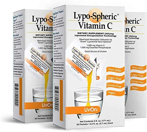 [3箱セット]リポスフェリックビタミンC /リポソームビタミンCサプリメント[Lypo-Spheric Vitamin C/Liposormal Vitamin C 30個 (x 3)