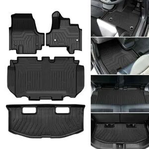 Jiooy ホンダ 新型 N-BOX JF5 JF6 JOY フロアマット+セカンドマット+ラゲッジトレイ 4点セット エヌボックス トランクマット JF5 JF6 NBOX JOY カーマット 3D立体マット Nボックス ジョイ ラゲッジトレイ