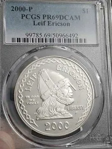 2000-P レイフ・エリクソン記念銀貨 - PCGS PR69DCAM