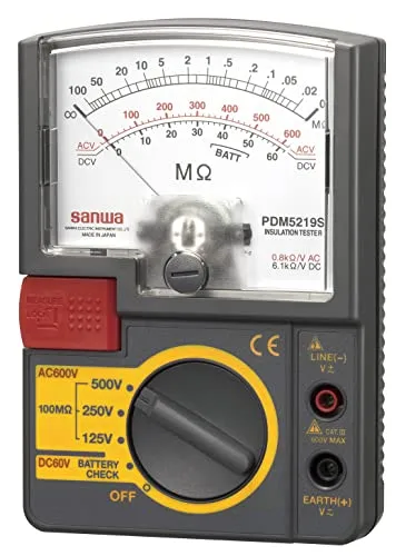 三和電気計器 絶縁抵抗計 PDM5219S アナログ 3レンジ(500V/250V/125V )