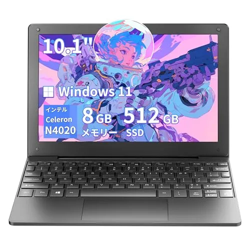 ノートパソコン【MS 2024 office/win11 Pro】10.1インチミニ ノートPC 高速CPU Celeron N4000 DDR4 8GB メモリー/512GB SSDノートPC 無線WIFI/USB 3.0/Mini HDMI/大容量バッ