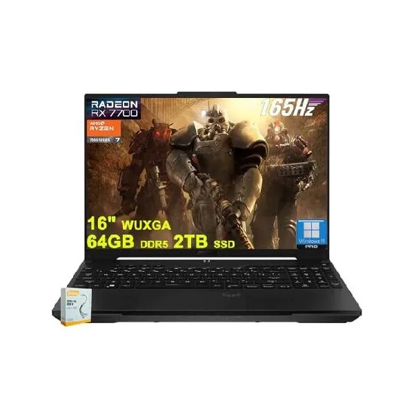 ASUS TUF Gaming A16 ノートパソコン | 16インチ WUXGA 165Hz 100% sRGB | AMD 8コア Ryzen 7 7735HS | 64GB DDR5 2TB SSD | Radeon RX7700S 8GB グラ_並行輸入