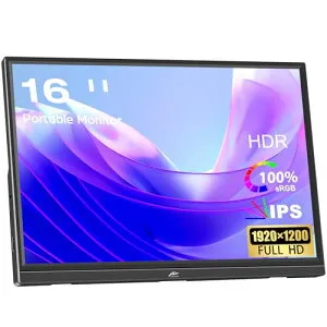 モバイルモニター 16インチ Kenowa 1920x1200 IPSパネル 178 全視野 FHD HDR ゲームモニター 薄型 軽量USB Type-C HDMI PS5/XBOX/Switch/PC/Macスマホなど対応,スピーカー内蔵