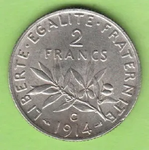 フランス 2 フラン 1914 C カステルサラシン vz nswleipzig よりも良い状態