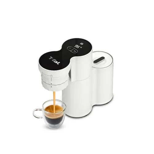 ティファール （T-fal）ポータブルエスプレッソコーヒーメーカー セミオート 加圧ポンプ 0.18L水タンク コンパクト＆スリム コードレス タンパー付き「クイックレマ 」EX5101JP