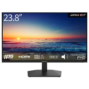 JAPANNEXT｜ジャパンネクスト 液晶ディスプレイ(23.8型/IPS/FullHD 1920×1080/75Hz/5ms/HDR10/HDMI1.4/USB Type-C/VESA)(ブラック) JN-IPS238FHDR-C