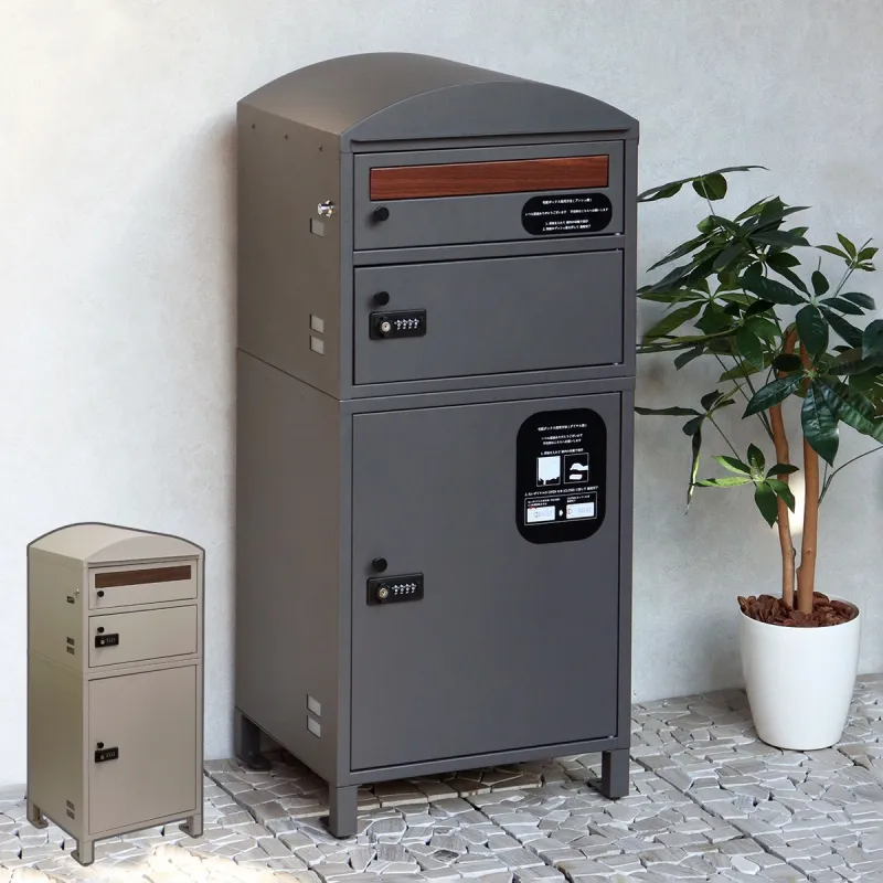 宅配ボックス付ポスト 宅配2段タイプ Primo(プリモ) ポスト一体型宅配ボックス 防水 屋外 ダイヤル プッシュ 大容量 大型 印鑑 置き型 かわいい おしゃれ