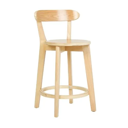 FXLKLUXE カウンターチェア 木製 カウンター椅子 無垢材製 座面の高さ：50cm/60cm/70cm/80cm 安定感 バーカウンター椅子 木製チェア カウンタースツール ラウンド フットレストと背もたれ付きで快適 レストラン、バー、カフェなどに最