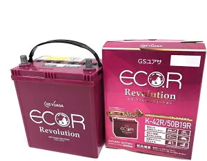 ER-K42R/50B19R ジーエスユアサ GS YUASAアイドリングストップ車対応 カーバッテリー J軽自動車 ER-K50R/50B19Rにランクアップ