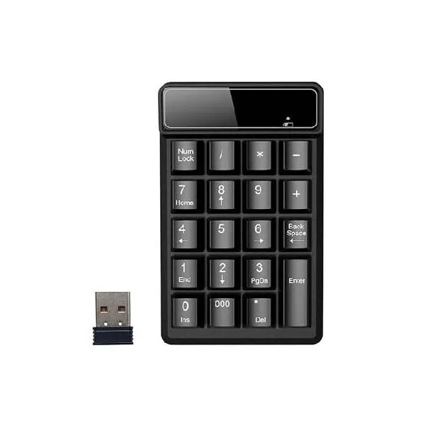 Sokelinn-six Wireless Numeric Keypad, 19 Keys 2.4G Mini USB Number Pad, Mechanical Feel Portable Financial Accounting Keyboard Extension for _並行輸入
