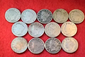 1883-1897 リバティ ニッケル 13 コイン リバティ ニッケル セット、セミキー付き!!! #206