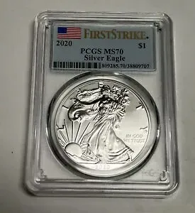 2020 PCGS MS70 アメリカン シルバー イーグル ドル 1 オンス 地金 ASE $1 GEM BU