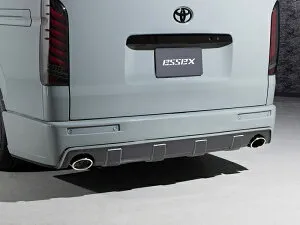 エセックスハイエース 200系 標準ボディ LEGARE リアバンパー タイプステップレス(ステップ無) マフラーレス FRP製 未塗装