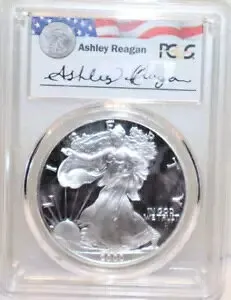 2000 P US プルーフ シルバー イーグル PCGS PR69DCAM アシュリー レーガン 署名