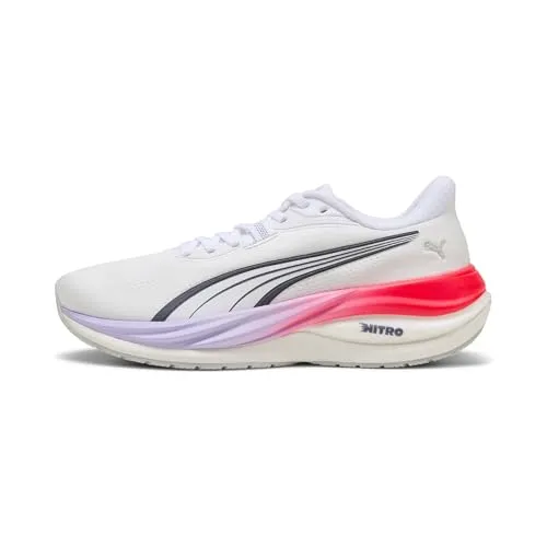 Puma レディース Electrify Nitro 5 ランニングシューズ, Puma White-ultra Red-Light Lavender, 22.5 cm