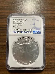 2021-W タイプ 2 ツー バーニッシュド アメリカン シルバー イーグル ASE NGC MS 70 早期リリース