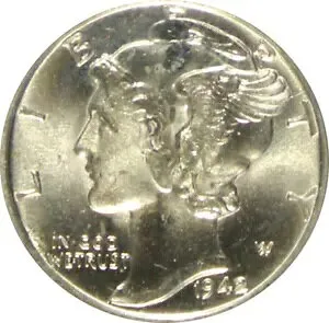 1942-D MS66 マーキュリー ダイム、PCGS 19227237