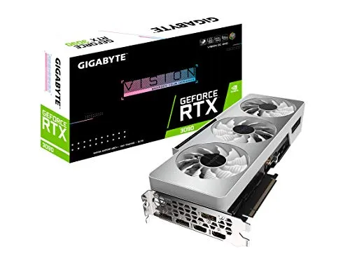 GIGABYTE GeForce RTX 3090 Vision OC 24Gグラフィックスカード、3X WINDFORCEファン、24GB 384ビットGDDR6X、GV-N3090VISION OC-24GD ビデオカード。