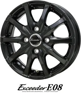 【アルミホイール単品4本価格】【12インチ】【HOT STUFF EXCEEDER E08】（エクシーダE08）【12X3.50B 4穴 PCD：100】【軽トラック全般】表示は4本価格です