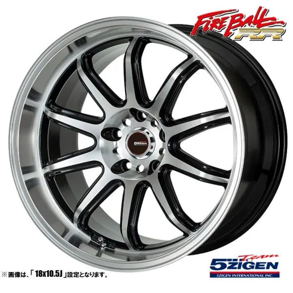 4本セット 5ZIGEN ゴジゲン FIREBALL RR ファイヤーボール ダブルアール 17インチ リム幅7.0J インセット+45 5穴 PCD100 ブラックポリッシュ