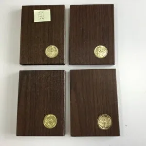 4 枚のセット。1971-S、1972-S、1973-S、1974-S プルーフ アイゼンハワー 40% 銀貨。