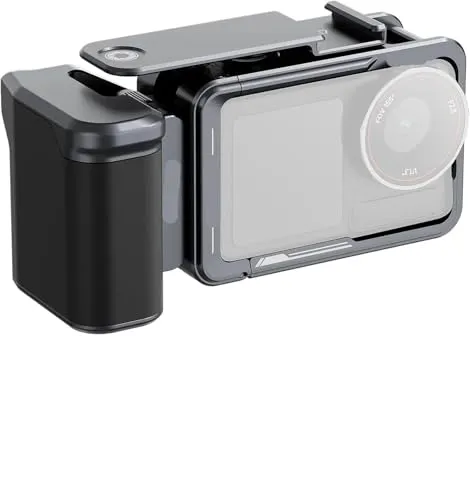 互換性がありますDJI Osmo Action 3-5 Pro対応 - サイドハンドル付きメタルケージ 保護ビデオリグキット(With cage silver)