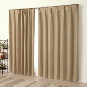 厚地カーテン 防炎・1級遮光 ピュリー 約100X200cm2枚組 日本製 洗濯OK ベージュ