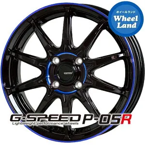 【コンパクトカー用/ヤリス他】ホットスタッフ Gスピード P-05R ブラック&ブルークリア(BK/BLUE) 5.5J-15 +45 4穴 PCD100 15インチホイール単品 4本1台分【送料無料】