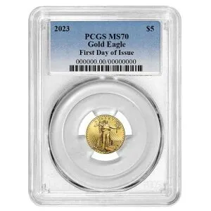 2023年 5ドル アメリカンゴールドイーグル 1/10オンス PCGS MS70 FDOI ブルーラベル