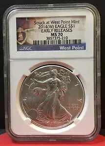 NGC 2014 W PURPLE HEART LABEL / SILVER EAGLE / MS 70 初期リリース
