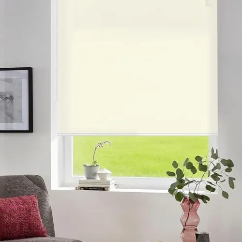 SAIFANSI ロールスクリーン つっぱり式 チェーン式 ロールカーテン 非遮光 突っ張り式 採光 目隠し 穴あけ不要 UVカット 遮熱 0.1cmサイズオーダー お手入れ簡単 表裏同色 間仕切り 部屋 寝室 省エネ ベージュ 幅160×丈135