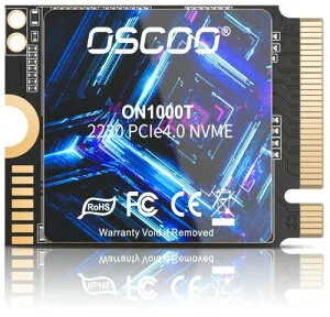 OSCOO 1TB M.2 2230 NVMe SSD, PCIe Gen4x4 内蔵SSD, 最大5200MB/s, 3D NAND, 放熱シール付き, Steam Deck, ASUS ROG Ally, Microsoft Surface, ノートPC, ミニPC, Ultrabook 対応