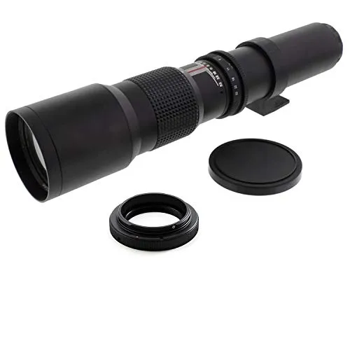 500mm f/8 マニュアル望遠レンズ Tマウントアダプター付き Canon EOS Rebel T3i T4i T5 T5i T6 T7 T6i T6s T7i SL1 SL2 EOS 60D 70D 77D 80D 5D III 5D IV 6D I