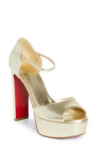 クリスチャン・ルブタン レディース シューズ サンダル プラットフォーム トール Christian Louboutin Sandaloo Metallic Peep Toe Platform Sandal G306 Platine/Lin Platine メタリック
