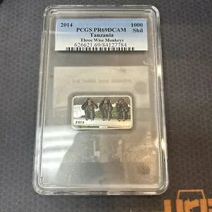 2014年 1000シリング タンザニア 三賢猿 1オンス .999 シルバー PCGS PR69 DCAM